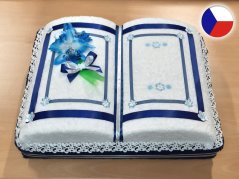Textilní dort z ručníků Kniha tmavě modrá