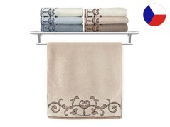 Luxusní osuška 70x140 TERRY BAROCCO 500g béžová s hnědou bordurou