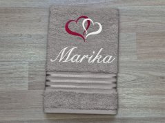Osuška se jménem linie tmavě šedá 70x140 Srdíčka