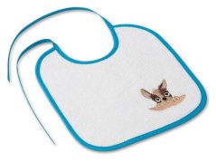 Dětský bryndák LOTA 25x25 Zvědavý pejsek bílá/tyrkys 350g 
