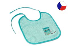 Dětský slintáček LOTA 25x25 Sovička mint/tyrkys 350g 