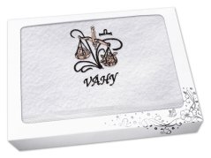 Luxusní dárkové balení ručníku Znamení Váhy bílá/hnědá