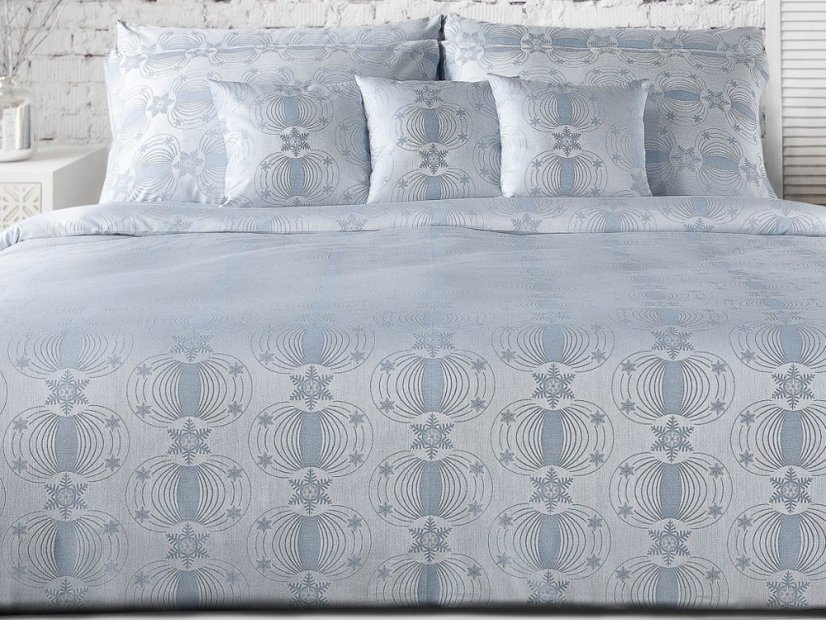 Vánoční povlečení damašek 140x200, 70x90 EXCELLENT GALA Vločky elegance světle modrá