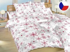 Vánoční povlečení flanel Vločky šedé 70x90, 140x220