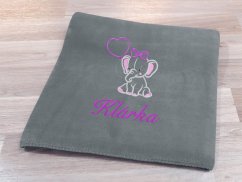 Dětská deka se jménem NA PŘÁNÍ 75x100 Slůně šedá