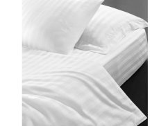 Hotelové povlečení Atlas grádl proužek 2 cm Bílý - česaný 70x90, 140x200