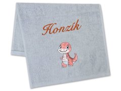 Dětský ručník se jménem 30x50 LILI Dinosauřík šedý