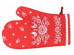 Kuchyňská chňapka s magnetem Folk červená 1ks