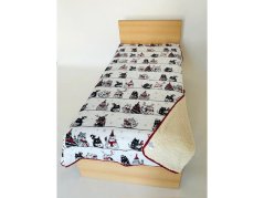 Luxusní deka s beránkem 140x200 mikroflanel TISK Kočky na střeše