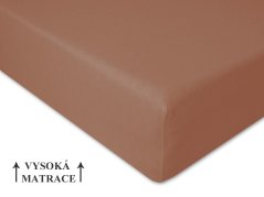 Jersey prostěradlo na vysokou matraci 180x200 EXTRA Kávové