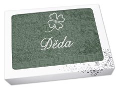 Dárkové balení osušky DĚDA se čtyřlístkem ratanika khaki