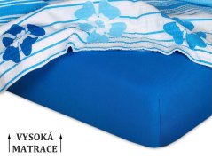 Jersey prostěradlo na vysokou matraci 180x200x25 EXCLUSIVE modř královská