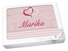 Dárkové balení osušky se jménem linie světle růžová Srdíčka