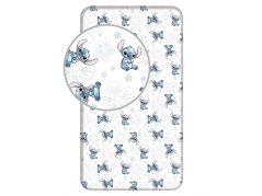Dětské bavlněné prostěradlo s potiskem 90x200 Lilo a Stitch Ohana White