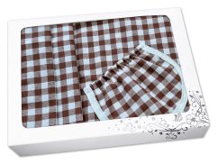 Dárkové balení Kanafas kostka hnědá zástěra + chňapka + utěrka