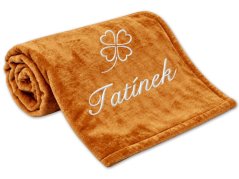 Deka pro tatínka se čtyřlístkem 150x200 okrová
