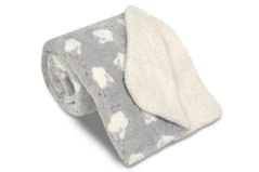 Dětská beránková deka 150x200 Ovečky světle šedá/ecru