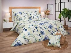 Bavlněné francouzské povlečení 220x200, 2x 70x90 KOMFORT Bloom elegance sv. zelená
