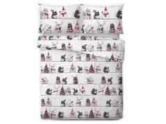 Povlečení mikroflanel 140x200, 70x90 Kočky na střeše