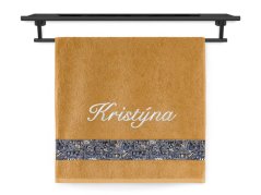 Osuška se jménem NA PŘÁNÍ 70x140 Domečky noc okrová