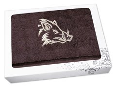 Dárkové balení ručníku pro myslivce Kanec hlava hnědá