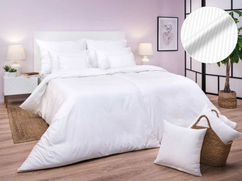 Hotelové povlečení Atlas grádl bílý proužek 2 mm 2x 70x90, 240x200
