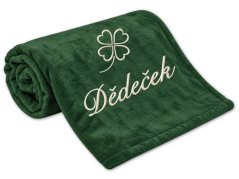 Deka pro dědečka se čtyřlístkem 150x200 lesní zelená