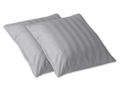 Damaškový dekorační polštářek 40x40 Atlas grádl proužek 2 cm šedý