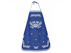 Bavlněná kuchyňská zástěra Folk modrá
