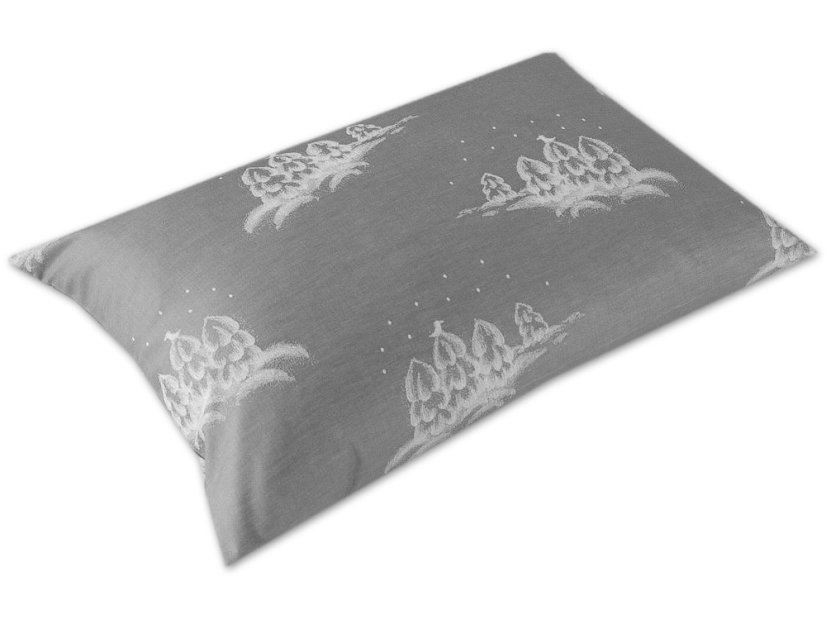 Povlak na polštář 50x70 damašek EXCELLENT GEON Stromky pod sněhem velké tmavě šedé