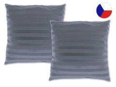 Jednobarevný saténový dekorační polštářek 50x50 Proužek tmavě šedý