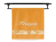 Osuška se jménem NA PŘÁNÍ 70x140 Zámecká elegance oranžová