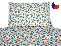 Luxusní dětské povlečení GEON 70x90, 140x200 Dinosauři bílá