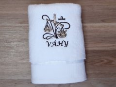 Luxusní dárkové balení ručníku Znamení Váhy bílá/hnědá