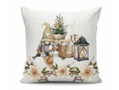 Vánoční dekorační polštářek 40x40 Skřítek s lucernou