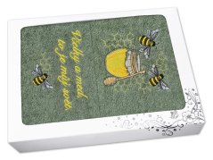 Luxusní dárková sada ručníku a osušky Včelky khaki