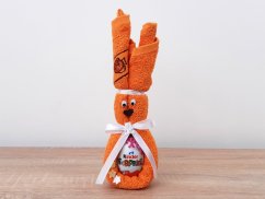Malý velikonoční zajíček z ručníku KIDS oranžový + vajíčko s překvapením