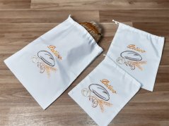 Bavlněný pytlík na pečivo 30x35 Bílý s výšivkou