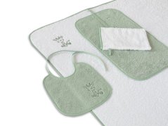 Dětský set Žirafka zeleno/bílá 350g osuška + ručník + bryndák + žínka