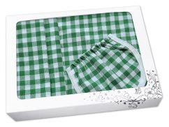 Dárkové balení Kanafas kostka zelená zástěra + chňapka + utěrka