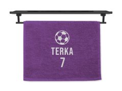 Malý ručník se jménem NA PŘÁNÍ fialový 30x50 Fotbalový míč