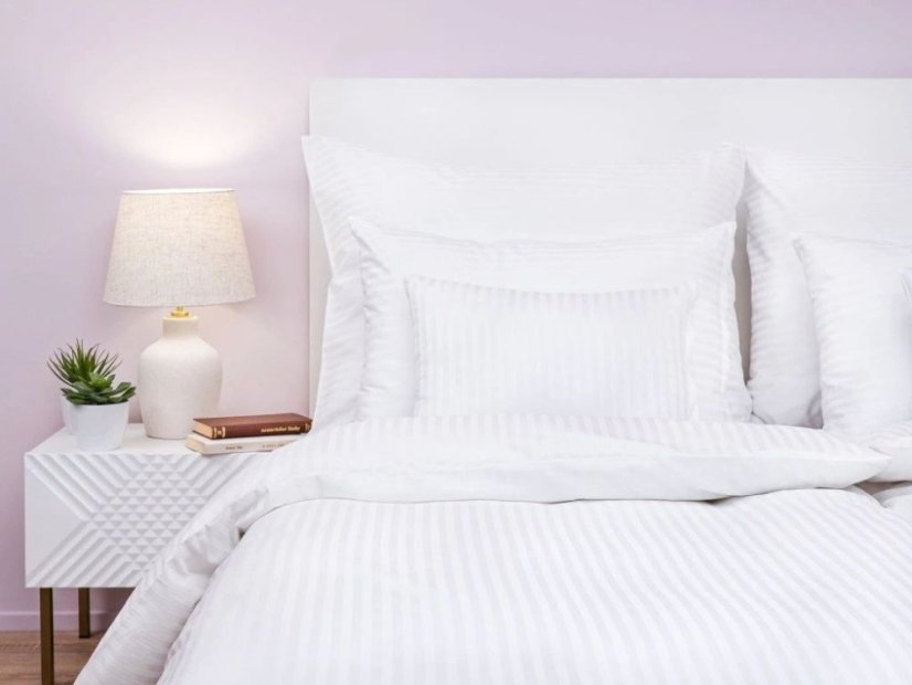 Hotelové povlečení Atlas grádl bílý proužek 1 cm 2x 70x90, 240x200