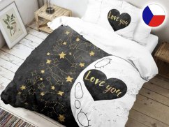 Bavlněné 3D povlečení 70x90, 140x200 Love černé