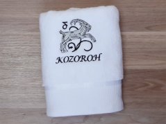 Luxusní dárkové balení osušky Znamení Kozoroh bílá/šedá