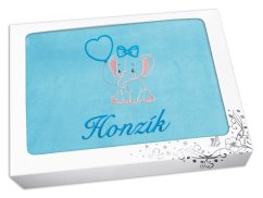 Dárková dětská deka se jménem 75x100 Slůně tyrkys