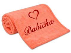 Deka pro babičku se srdíčkem 150x200 lososová