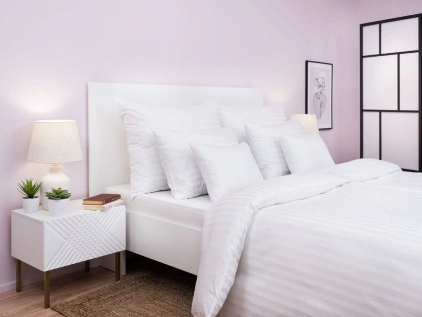 Hotelové povlečení Atlas grádl bílý proužek 2 cm 2x 70x90, 240x200