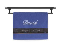 Malý ručník se jménem NA PŘÁNÍ 30x50 Nejlepší učitel tmavě modrý