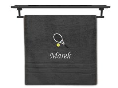 Osuška se jménem NA PŘÁNÍ tmavě šedá 70x140 Tenisová raketa