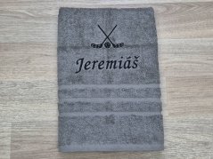Osuška se jménem NA PŘÁNÍ stříbrná 70x140 Florbal